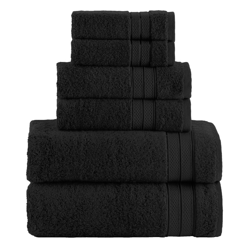 Ensemble de serviettes de bain 6 pièces Elegant Comfort Luxury, Black