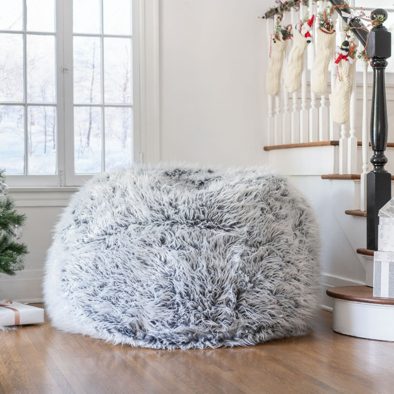Bean Bag Chair, Silver Gray Polyester