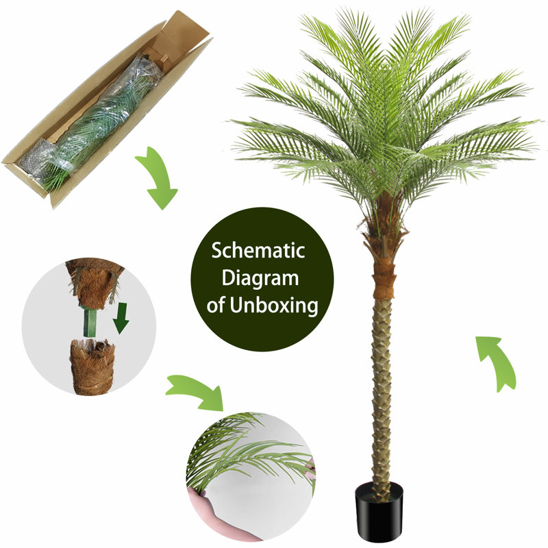 7Ft Artificial Palm Tree, 84'' H x 10.63'' W x 9.06'' D