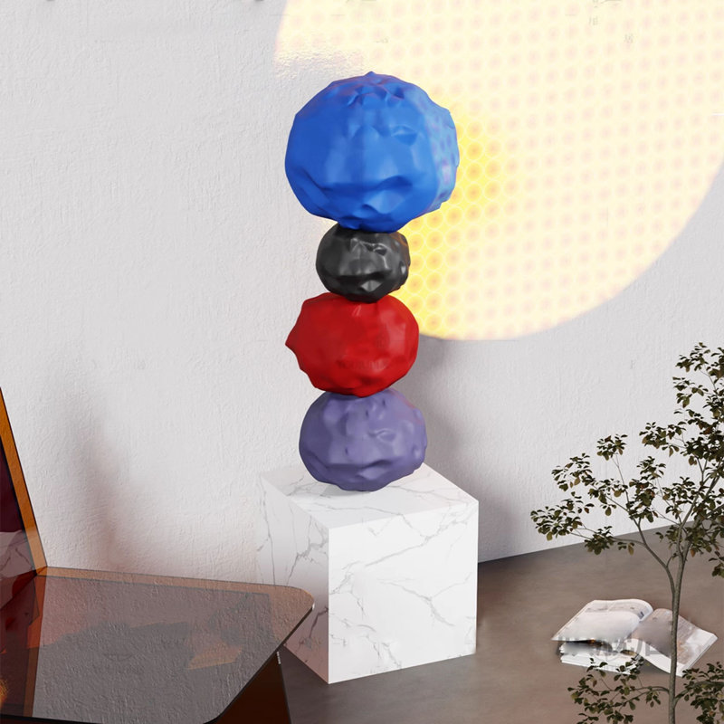Colored Stone Rotating Fiberglass Reinforced Plastic Marble Base Floor Ornament