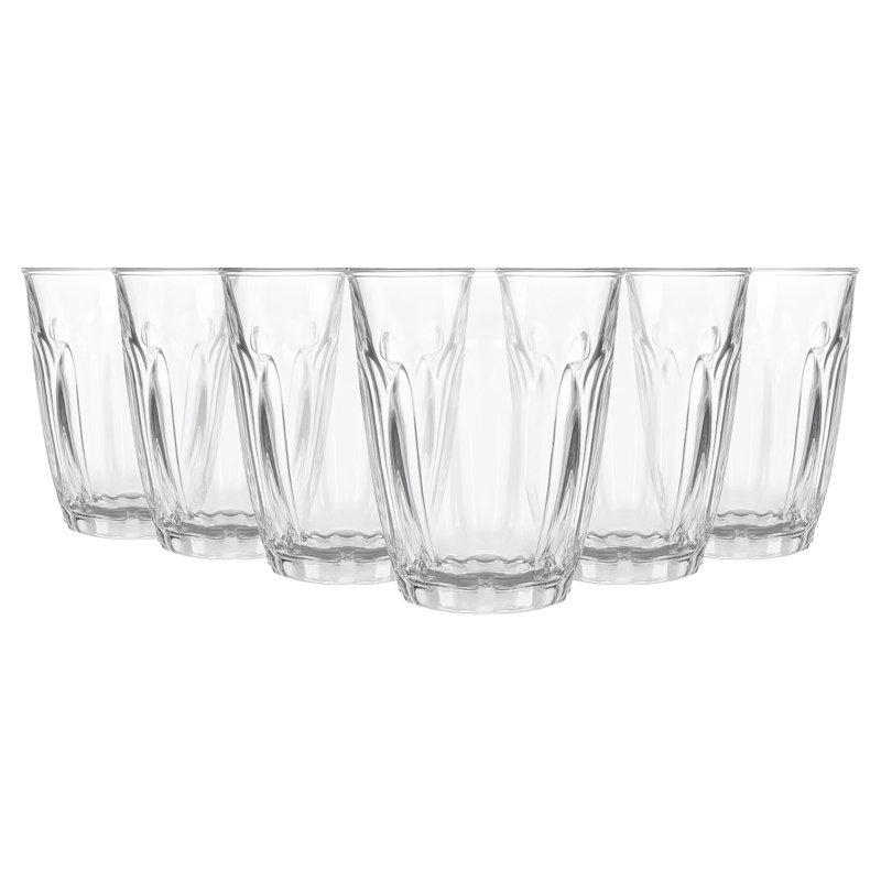 Argon Tableware Fluted Drinking Glasses - Ribbed Fluted Coffee Juice Glassware Tumblers Set, Pack of 6, 125
