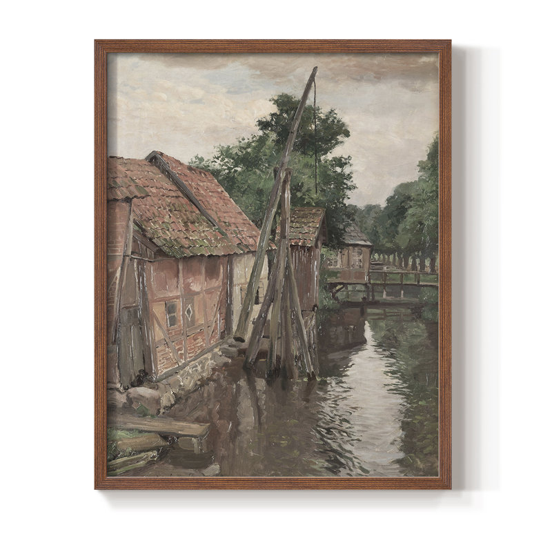 «Vintage Landscape CXV III», reproduction encadrée - bois massif, Noyer, H 21 po x l 17 po