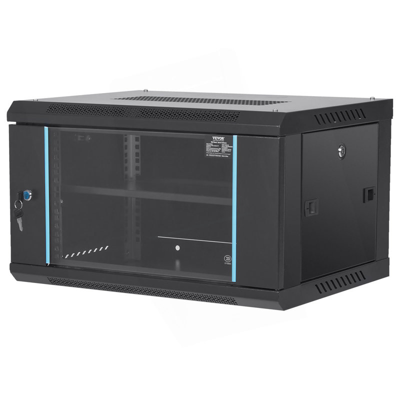 Wall Mount Network Server Cabinet, Server Rack Cabinet Enclosure With Locking Glass Door Side Panels
