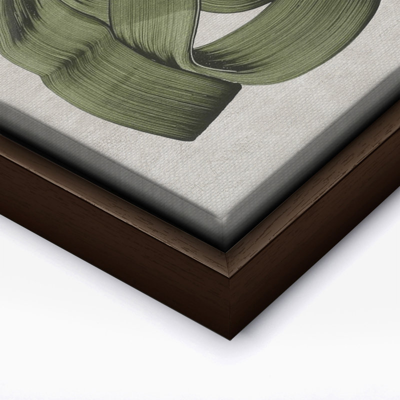 Green Abstraction, Canvas, 16"H x 20"W, Brown Framed