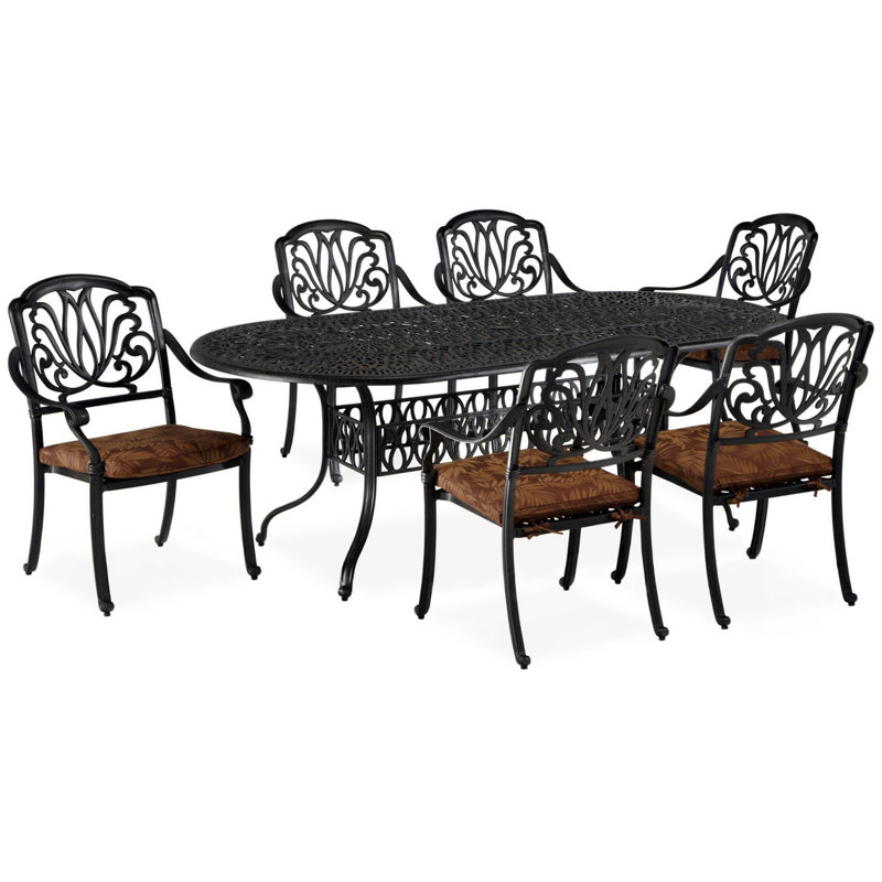 Yates 6 - Person Patio Dining Set with Oval Table, Charcoal