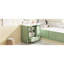36 armoires de rangement pour salle de bain avec texture gaufrée, quatre tiroirs, deux portes en verre, double espace, couleur turquoise fraîche, poignées modernes, conception de rails coulissants lisses, rangement, revêtement, calme et doux