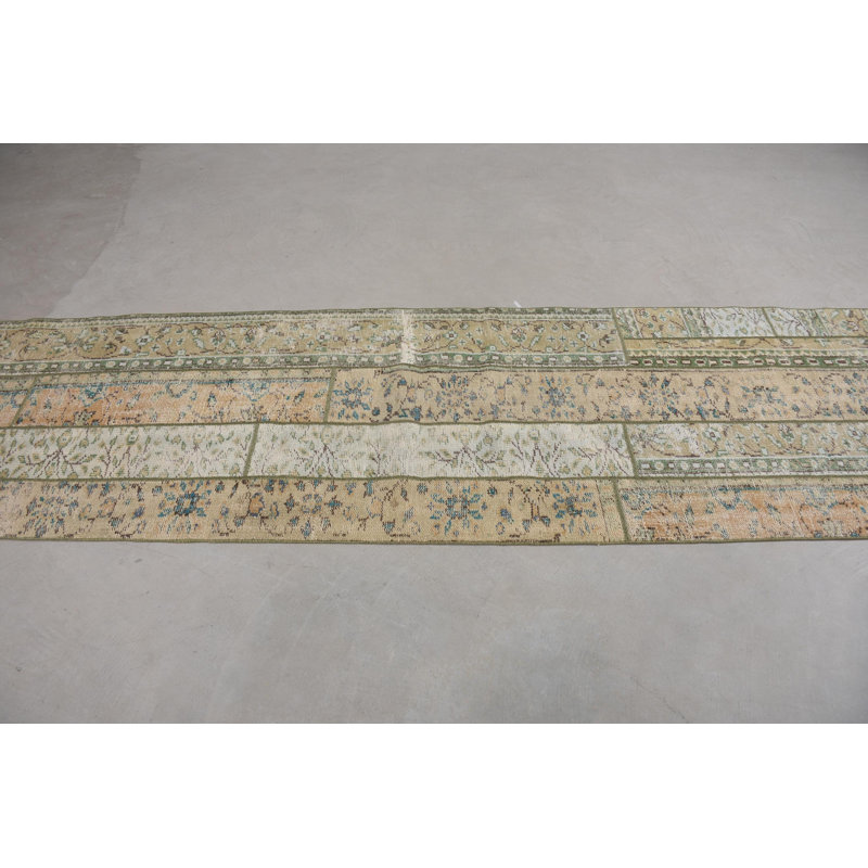 Classic Wool Patchwork Runner, 32.7x107.5 Inch Beige Rug