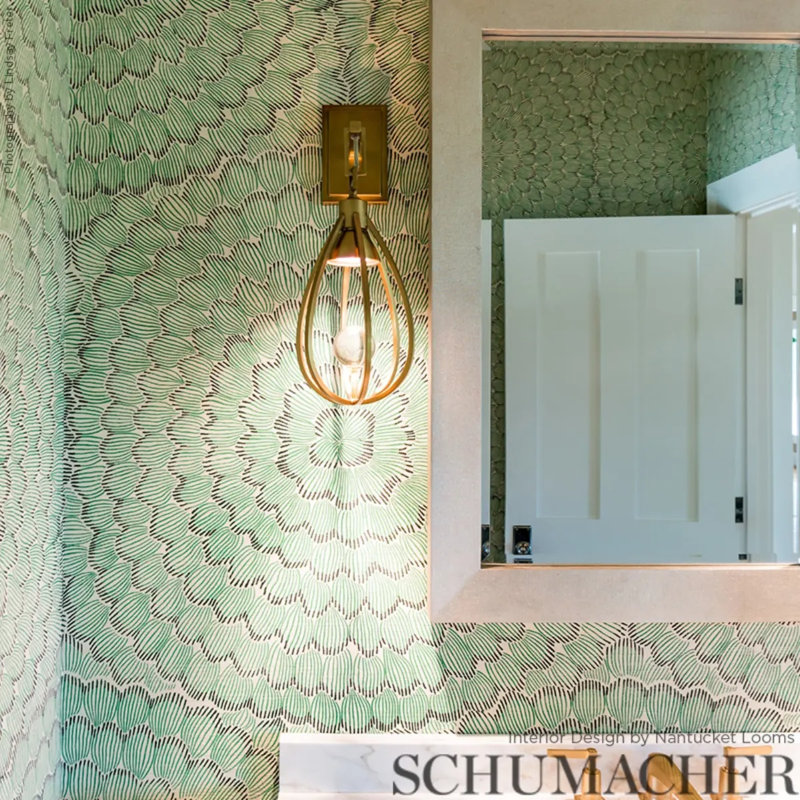 Papier peint Schumacher x Celerie Kemble, Émeraude / minerai