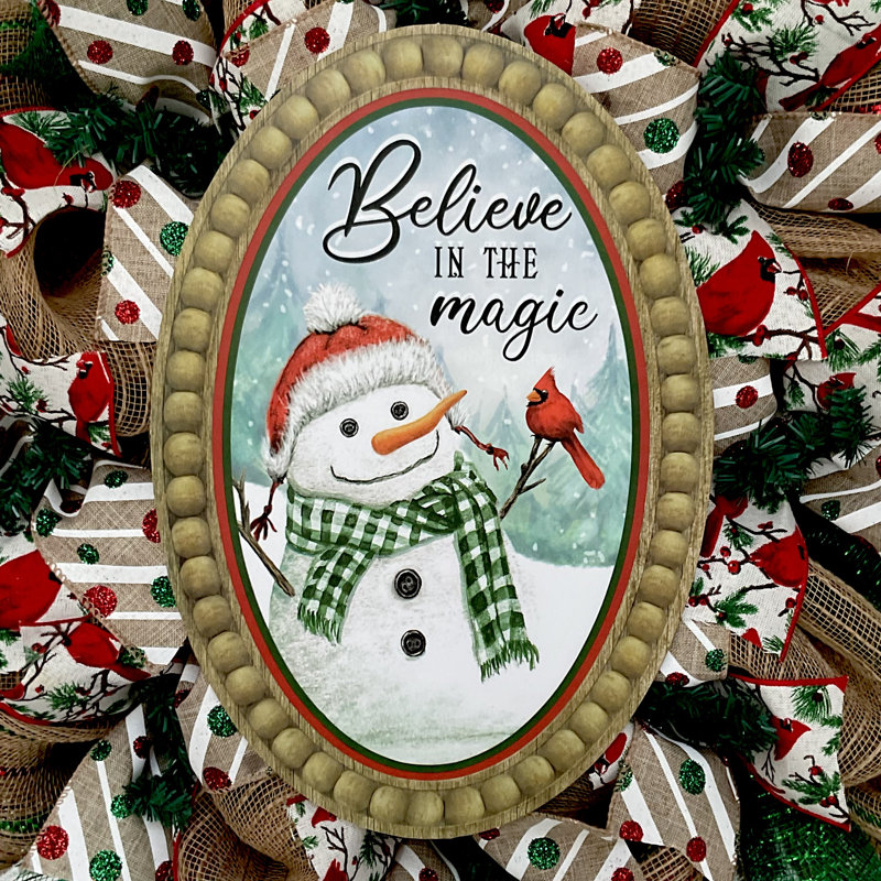 Believe In The Magic Snowman Christmas Wreath
