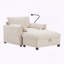 Canapé simple avec repose-pieds de rangement, support de téléphone réglable, double chargeur, poches latérales et coussins d'accoudoirs-394339195
