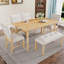 Ensemble de table de salle à manger 6 pièces, table rectangulaire rustique avec 4 chaises rembourrées et banc, ensemble de table de salle à manger en bois massif pour 6 personnes (assemblage facile, lavage au bois naturel)