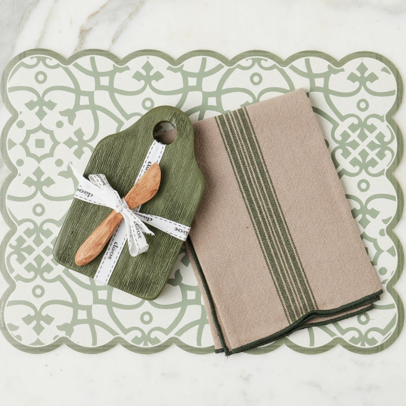 Dinner Napkins, Vintage Stripe, Spruce Green