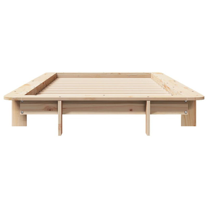 Bed Frame Without Mattress Solid Wood Pine, Brown, Small Single (2'6)
