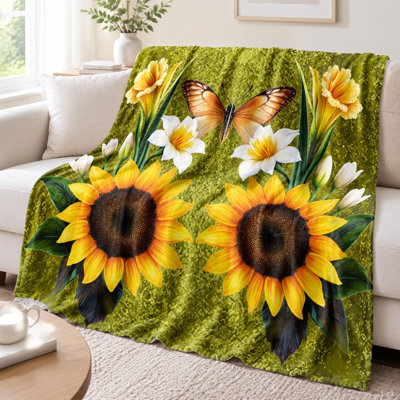 Couverture en flanelle Sunflower Butterfly