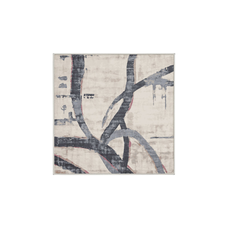 Tapis beige soyeux et moelleux, Rectangle 4 pi x 6 pi