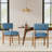 Modern Wooden Blended Linen Blue Dining Chair-202347696