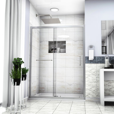Shower Enclosure 60" W X 72" H, Tempered Glass, Water , Modern Bathroom Style H Door, , Smooth Sliding Mechanism, Accessory