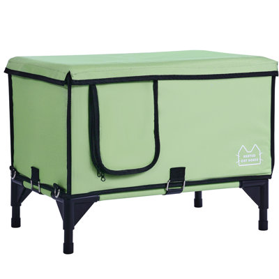 Elevated Cuboid Heated Cat House  m  With 30w Pad - Power Failure Protection, Pearl Cotton Insulation, Dual Layer Coating, Stable Outdoor Structure Waterproof 900d Cloth, Wind Stakes