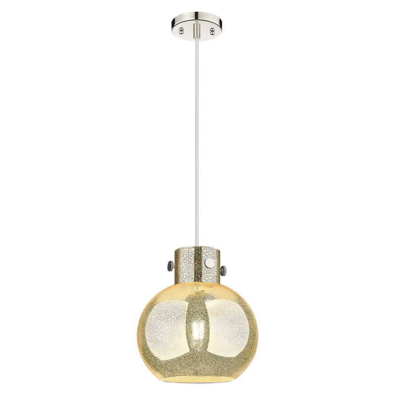 Luminaire suspendu 1 lumière Lantz, H 11,75 po x l 10 po x P 10 po, Nickel poli
