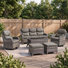 5-7 Person Outdoor Wicker Patio Conversation Set With Ottomans