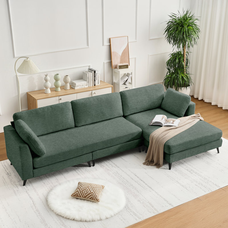 Chenille L-Shaped Sectional, Gray Chenille