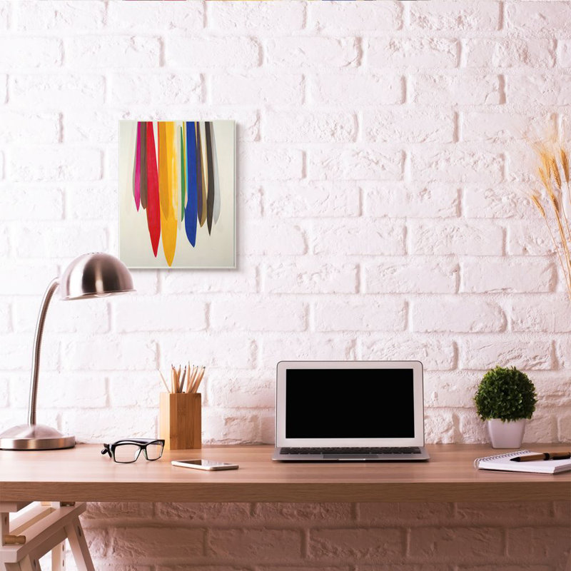 «Rainbow Ribbons Abstract Shape Design» par Third and Wall - reproduction d'art, Plaque murale, H 19 po x l 13 po