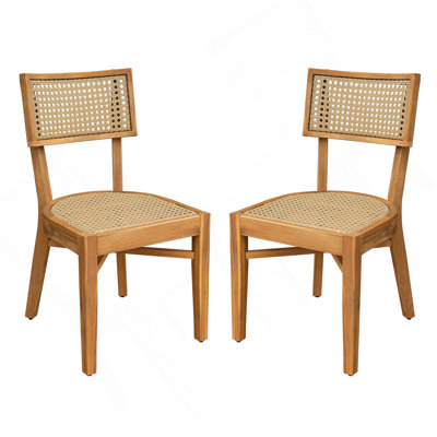 Chaise en bois d'acacia avec osier brun clair Netro