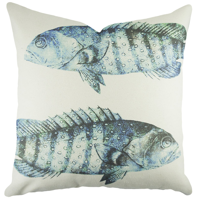 Fish Cotton Blend Throw Pillow