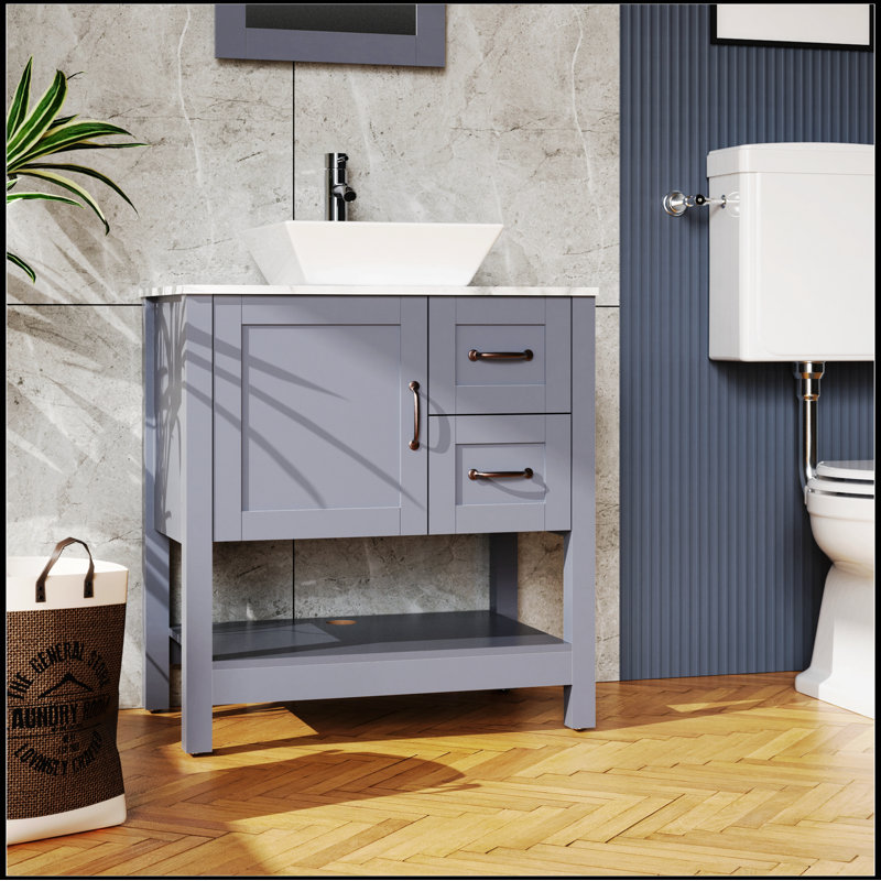 Meuble-lavabo gris 30 po Saibe