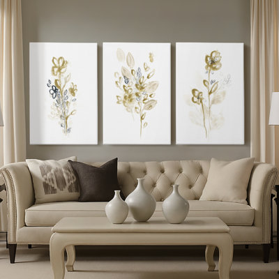 Bronze Spray I  -Custom Wrapped Gallery Canvas - 3 Pieces
