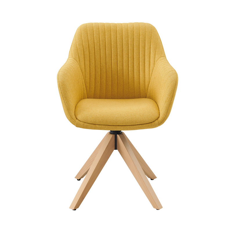 Upholstered Swivel Office Desk Chair, Yellow