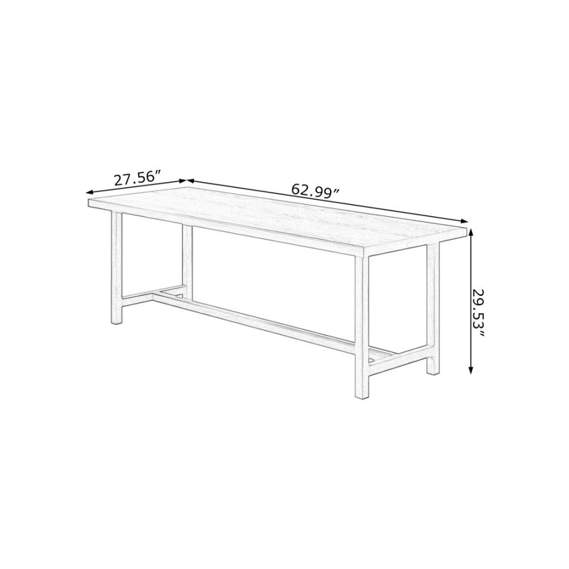 Bureau rectangulaire en bois massif noyer clair, 29.53" H x 62.99" W x 27.56" D