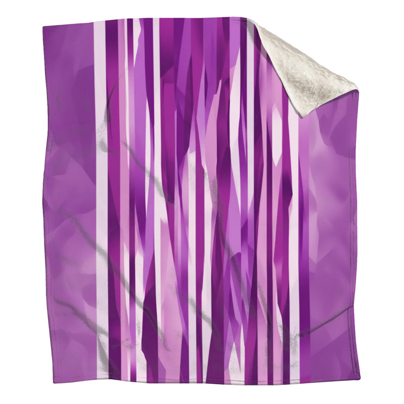 Couvertures abstraites à rayures verticales, L 50 po x H 60 po, Mauve clair / blanc moyen