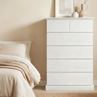 6 Drawer Tall Dresser for Bedroom, Modern Chest of Drawers with Concealed Handles, Vertical Wood Storage Cabinet, White