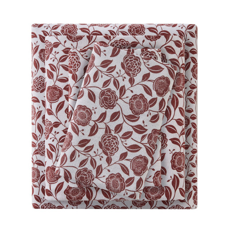 Ensemble de draps 4 pièces Gracie Mills, Ensemble de draps pour grand lit, Rouille / floral