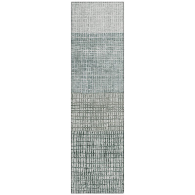 Machine Washable Indoor/Outdoor Xhevrie Aqua Rug