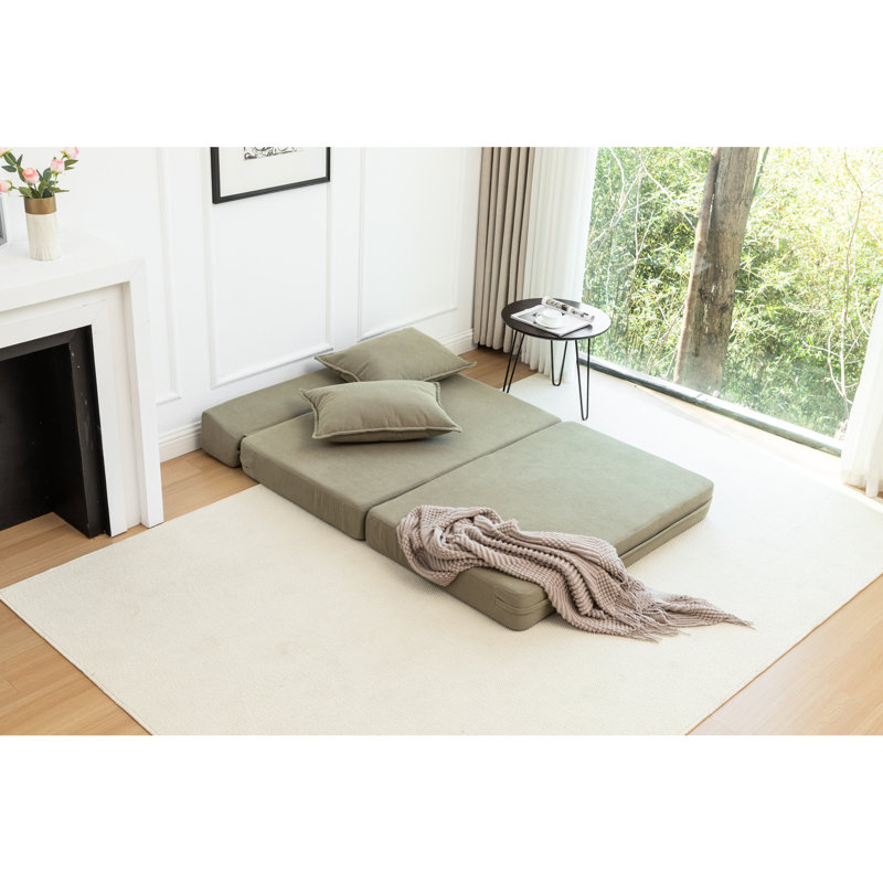 Lit pliable en velours côtelé, taille simple, siège mi-moelleux, avec coussin pour chambre de dortoir ou chambre d'amis et soutien lombaire, revêtement en velours côtelé