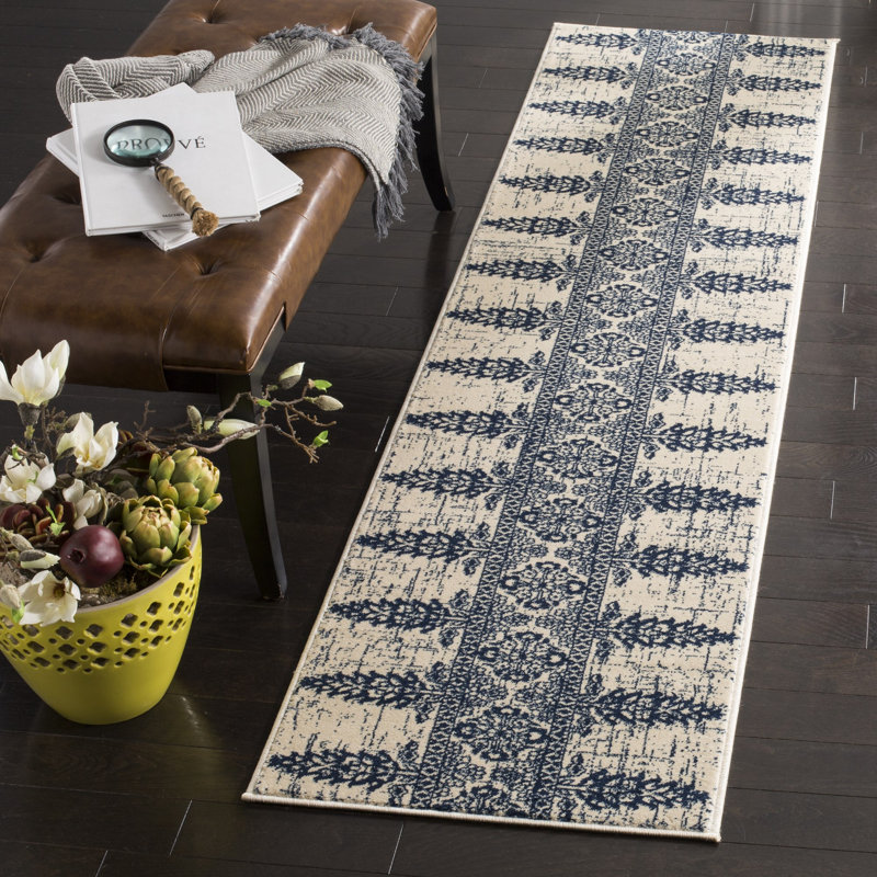 Tapis ivoire / royal Annette, Tapis de couloir 2 pi x 8 pi