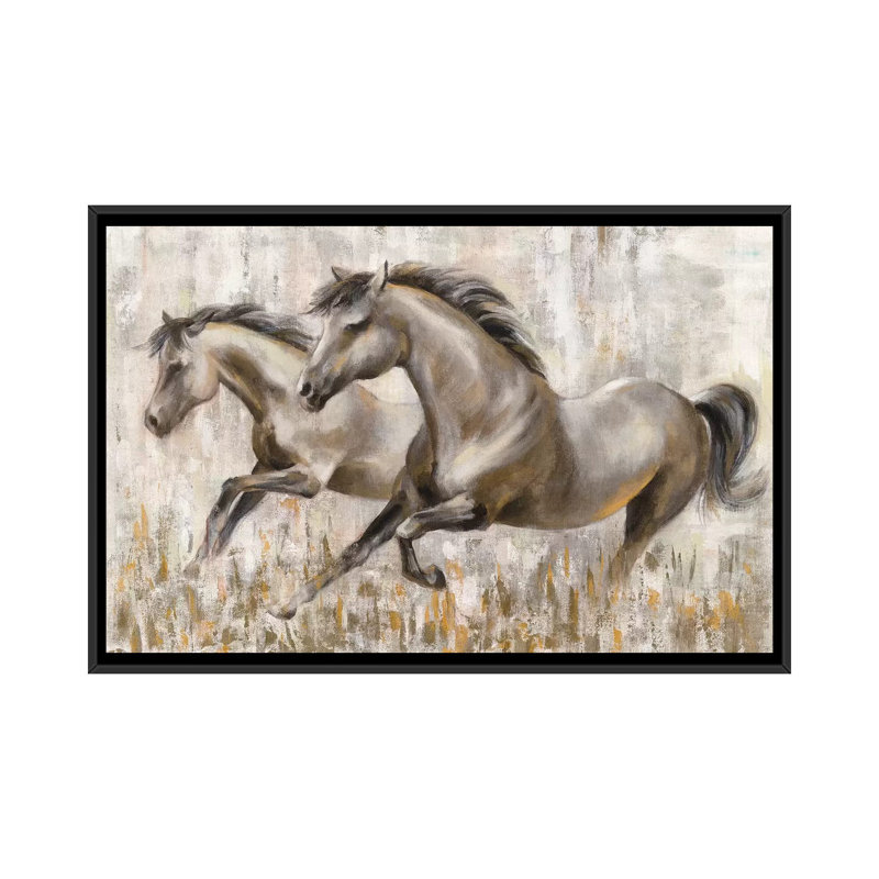 «Running Horses» par Silvia Vassileva - reproduction d'art, Black Framed, Pas de tapis, H 18 po x l 26 po x P 1,5 po