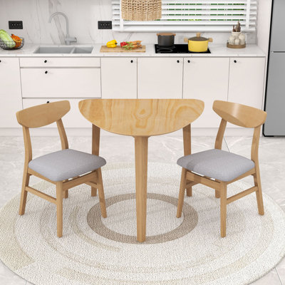 3-Piece Triangular Dining Table Set with 2 Upholstered Chairs and Table