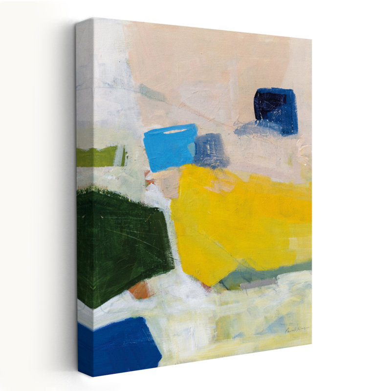Tout n'est pas perdu - abstrait, bleu, beige, vert foncé, H 24 po x l 16 po