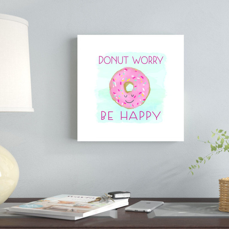 «Happy Donut», art textuel sur toile tendue, H 12 po x l 12 po