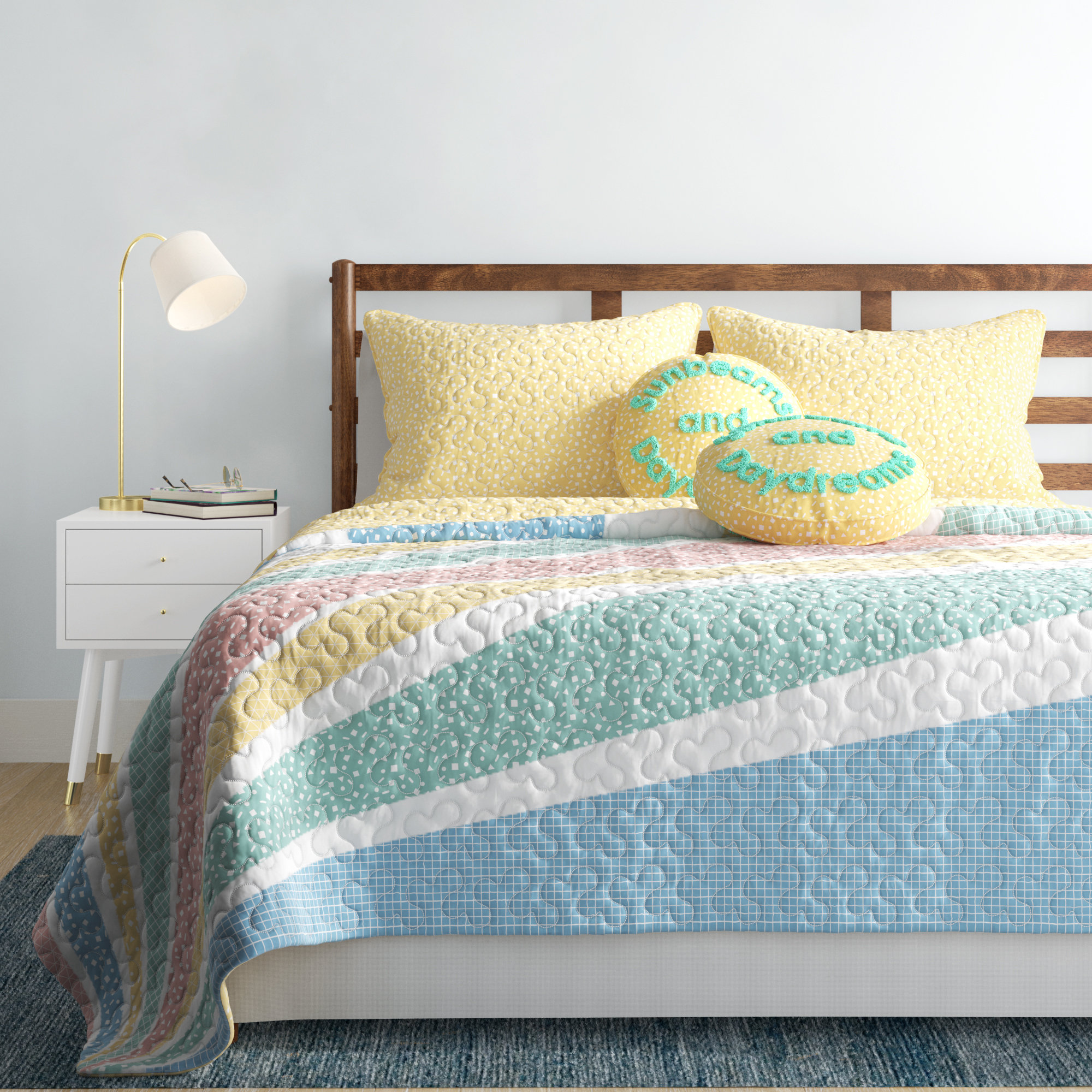Wade Logan® Adeeva Rainbow Sunburst Reversible Cotton Quilt Set with Throw  Pillow & Reviews