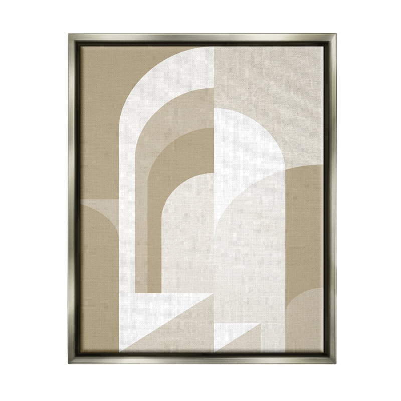 Toile abstraite beige encadrée par Lil 'Rue, Cadre flottant gris lustré, H 21 po x l 17 po x P 1,7 po