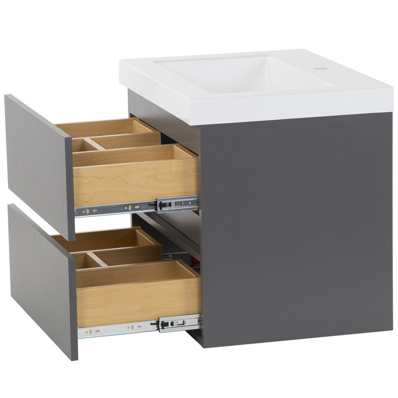 Meuble-lavabo simple 24,5 po avec plateau en marbre de culture 24,5 po, Ciment