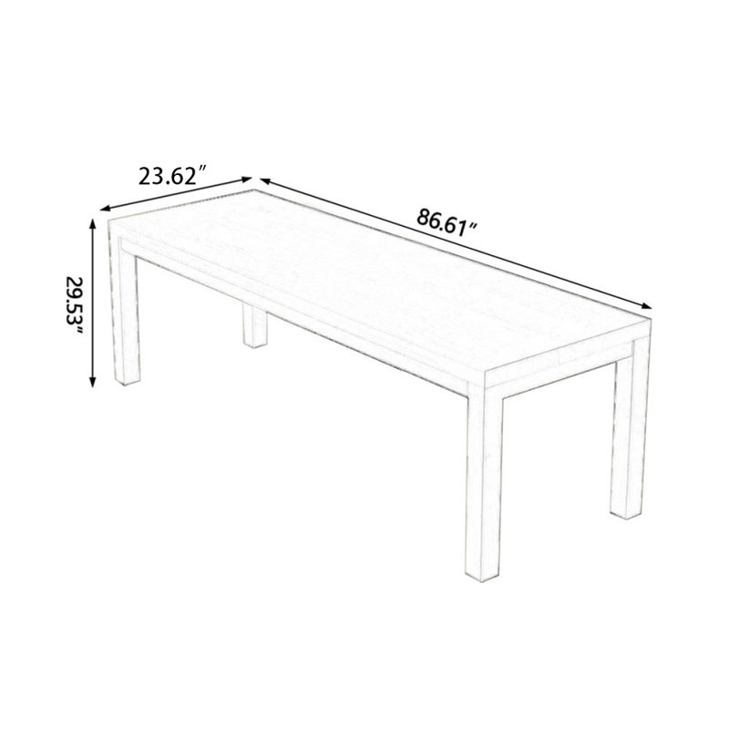 Bureaux rectangulaires en bois massif Burlywood, H 29,53 po x l 86,61 po x P 23,62 po