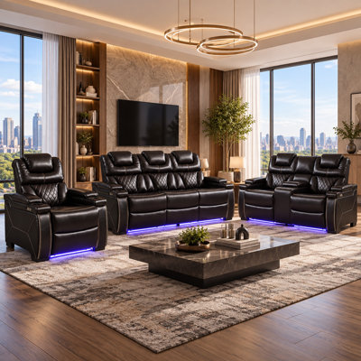 Akheelesh Faux Leather Reclining Living Room Set