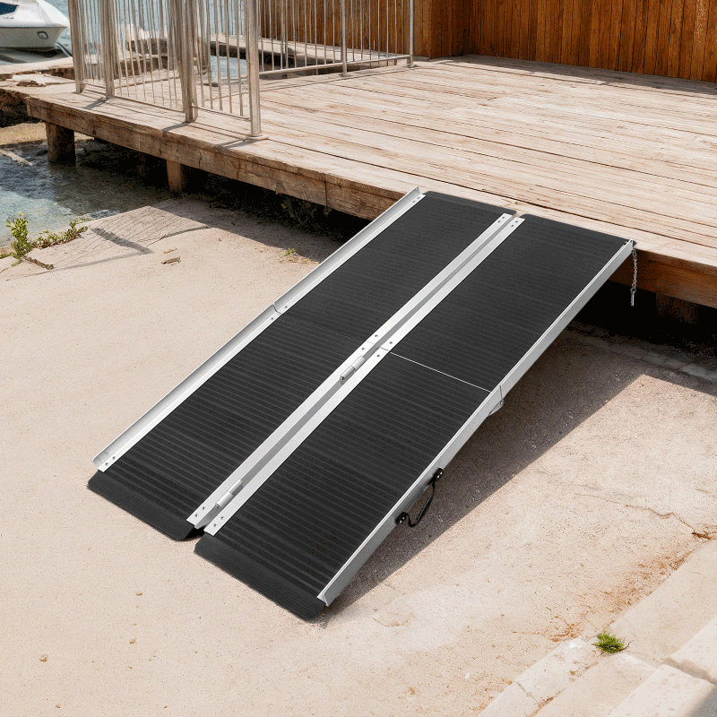 Rampe portative pour fauteuil roulant, rampe pliante en aluminium antidérapante pour personnes à mobilité réduite, capacité de charge de 600 lb
