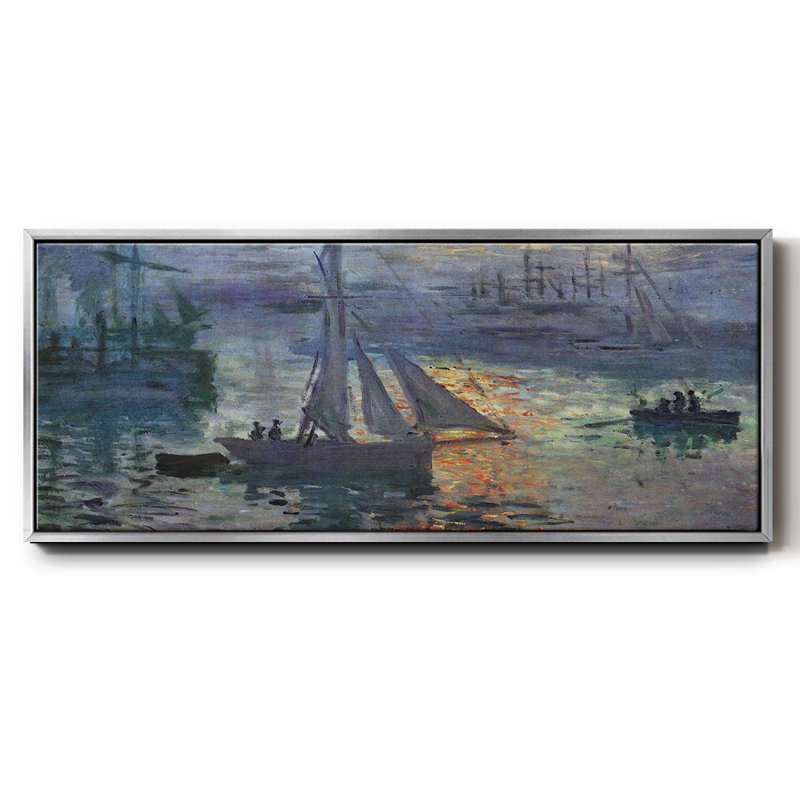 «Sunrise at Sea» par Monet - toile encadrée, H 12 po x l 30 po