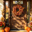Couronne d'automne artificielle de 55 cm avec baies, couronne rustique de feuilles d'olivier artificielles pour porte d'entrée, décoration automnale de style ferme